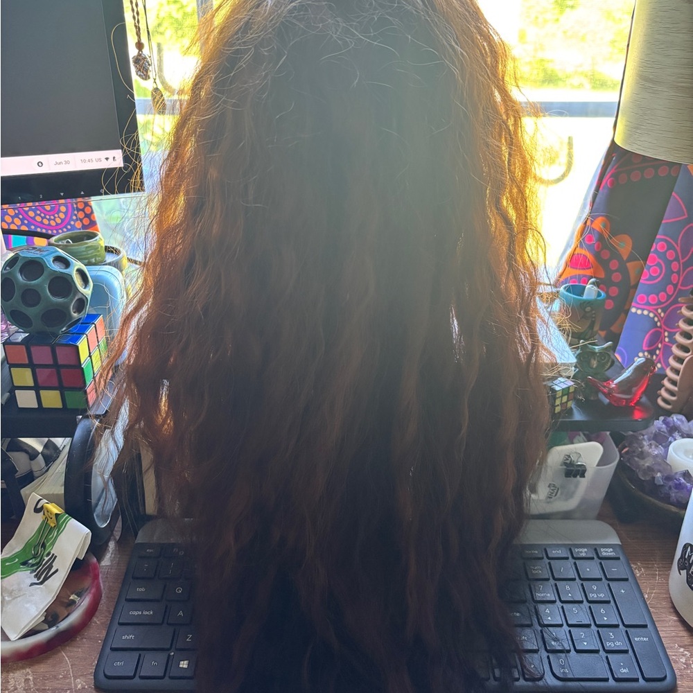 Auburn Wavy Long Wig with Black Ombre on bottom section (ALC01) - Picture 3 of 4